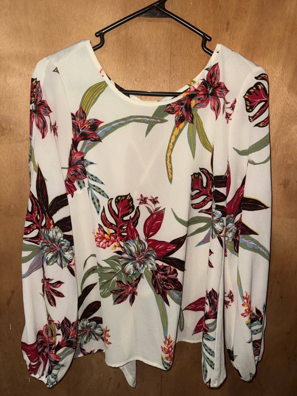 Daytrip White Floral Top with Red & Green Botanical Print